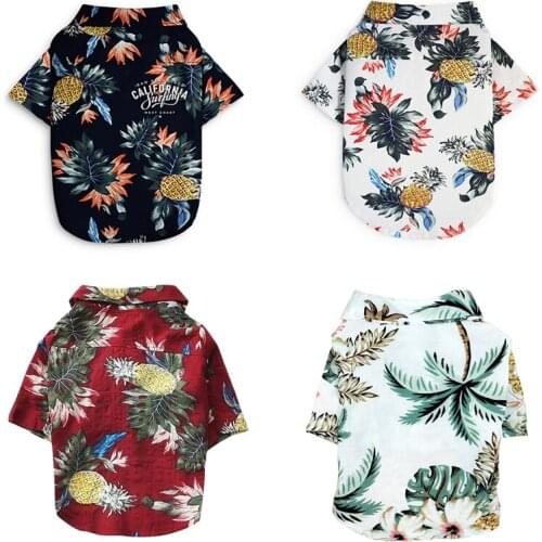 A Dog Shirts Clothes Summer Beach Clothes Vest For Cats Dogs Clothing Floral T-Shirt Hawaiian For Small Large Dog Chihuahua
