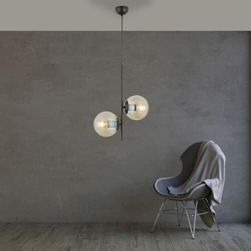 Malibu 2-Black Chandelier Honey Glass