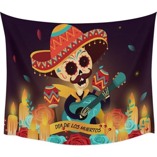 Mexican Skull Candle Tapestry Wall Hanging Home Wall Decor Blanket Bedroom Tapestry Yoga Mat