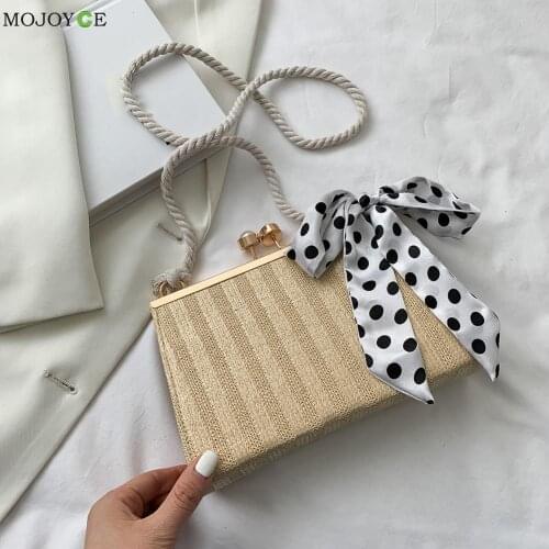 Fashion Woven Silk Scarf Shoulder Crossbody Bag Casual Women Hasp Small Purse Simple All-match Handbag for Female