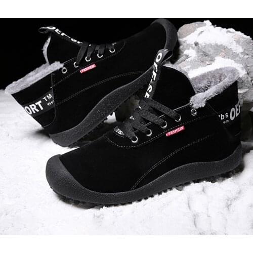 Men Boots Men Winter Shoes Plus Size 39-48 Warm Ankle Botas Hombre For Leather Winter Boots Shoes Men Plush Winter Sneakers Mens