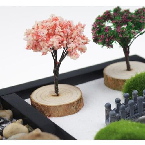 Mini Zen Garden Sand Tray Set 3 Grids Buddha Statues Zen Garden Set Sand Bridge