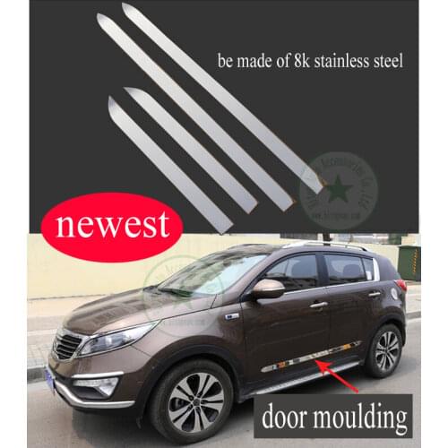 Hot for KIA SPORTAGE body scuff plate/ side door molding/moulding trim, 304 stainless steel, anti scratch, ( B model), 2010-2016
