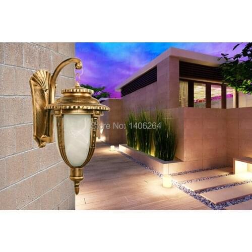 Outdoor lamp Antique European-style Wall lamp E27 Small Fishing lamps (Bronze)