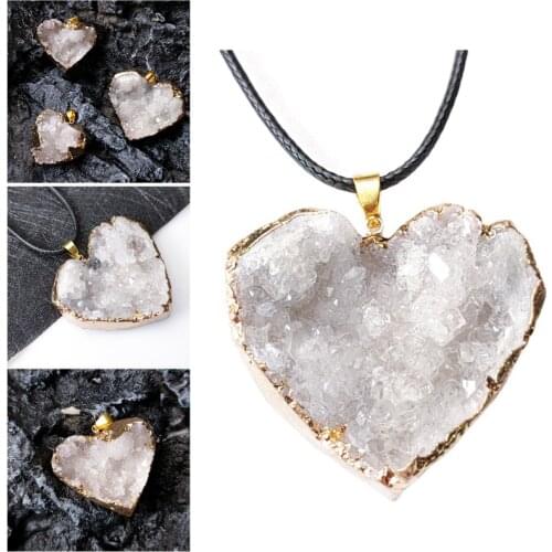 Natural White Crystal Stone Rock Pendant Rough Gravel Tumbled Quartz Healing Reiki Natural Stones Necklace