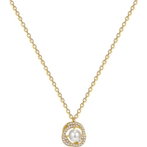 2021 New Classic Pearl Pendant Stainless Steel Short Necklace For Woman Korean Fashion Jewelry Girls Sexy Clavicle Chain