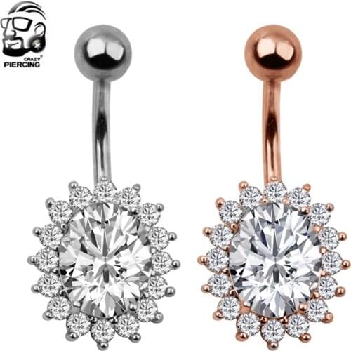 New 316L Stainless Steel Navel Rings Snowflake Belly Button Rings Body Piercing Navel Jewelry