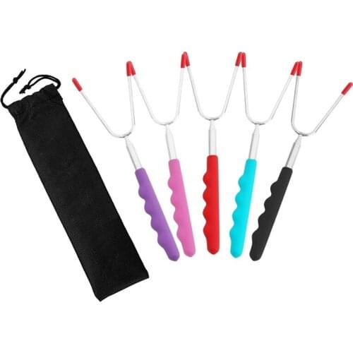 Marshmallow Roasting Sticks Set Of 5 Telescoping And Collapsing Campfire Sticks Camping Grill Accessories Bring Tote Bag