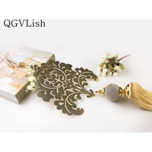 QGVLish 1Pcs Luxury Gold Curtain Tassel Fringe Long Tiebacks Straps Hanging Belt Curtain Accessories Villa Brush Bind Buckle
