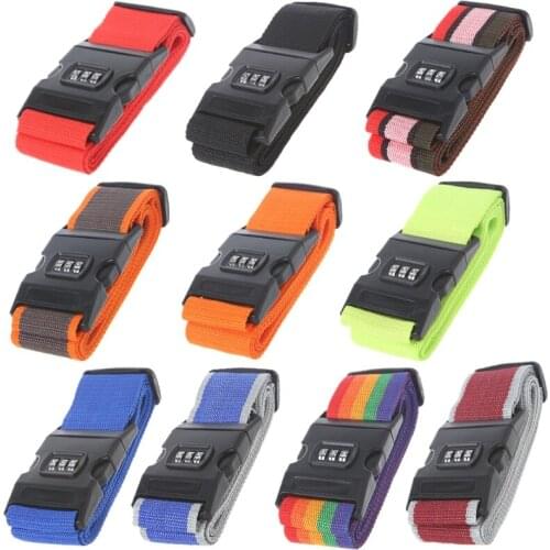 D0LF New Adjustable Travel Luggage Password Lock Nylon Belt Strap Band Multicolor