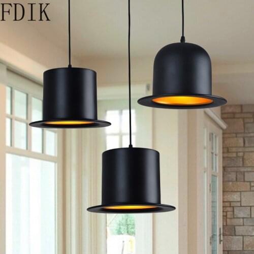 Retro Hat Pendant Light Modern Art Decoration Novelty Lighting for Bar Restaurant Bedroom Lamp Industrial Loft Lamps Luminaire
