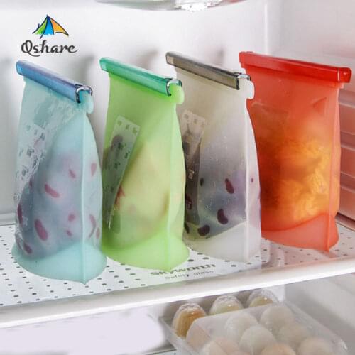 Qshare 1000ml Milk Silica Freezer Bags Baby Food Storage Fruit Supplement Storage Silicone Portable Sealed Vacuum Fresh Bag