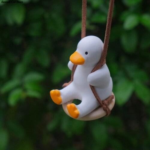 Resin Duck Swing Car Rearview Mirror Pendant Bag Decoration Key Chain Cute Duck Pendant Ornaments Gift Girlfriend Kawai Animal