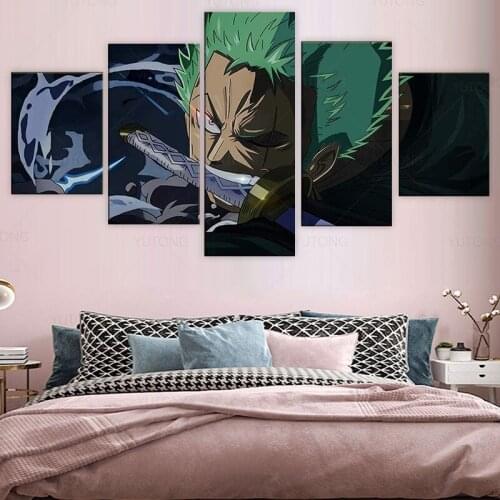 Modern Canvas Decor Wall Art 5 Piece Anime Poster Pictures One Piece Roronoa Zoro Poster Wall Painting for Home декор комнаты