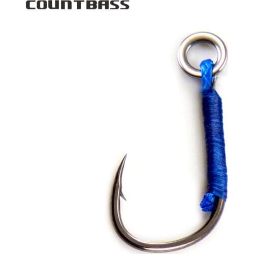 COUNTBASS 10pcs Light Jigging Rear Assist Hook with PE Line for Saltwater Metal Jig Lure 5-60g Fishing Lure Accessories