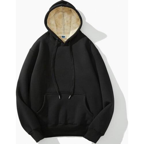 Winter Black Hoodie Men Loose Hooded Man Oversized Hoodie Fluffy Thick Black Sweatshirt Male Long Sleeve Casual Sportswear 4xl