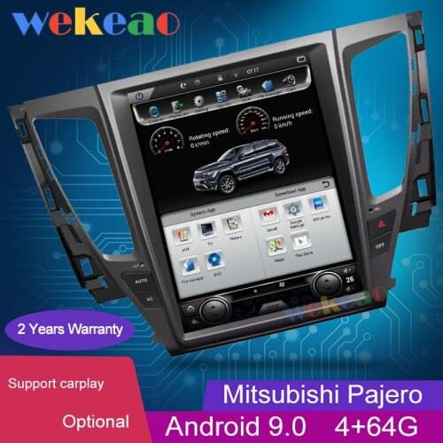 Wekeao Vertical Screen Tesla Style 12.1" 1 Din Android 9.0 Car Radio For Mitsubishi Pajero Auto GPS Navigation Car Dvd Player 4G