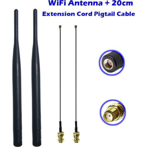 WiFi Antenna 2.4GHz 5dbi 20cm U.FL/IPEX to SMA connector Pigtail Cable Omni Aerial for booster router modem USB Adapter extender