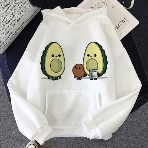 Avocado Kawaii Print Hoodie Clothes Harajuku Aesthetic Hoodies Y2k Sudaderas Women 2021 New Autumn Fashion White Tops Sweatshirt