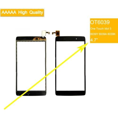 10Pcs/lot For Alcatel One Touch idol 3 6039Y 6039A 6039K Touch Screen Touch Panel Sensor Digitizer Front Outer Glass Touchscreen