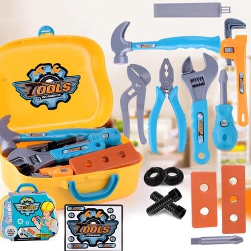 14Pcs/Set DIY Pretend Play Toy Simulation Repair Tool Boxes Suitcase Screwdriver Disassembly Educational Toy For Children Kids B