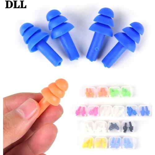 2 Pairs Silicone Waterproof Swimming Ear Plugs Earplugs Ear Protector Noise Reduction Protective Earmuffs For Travel Sleeping