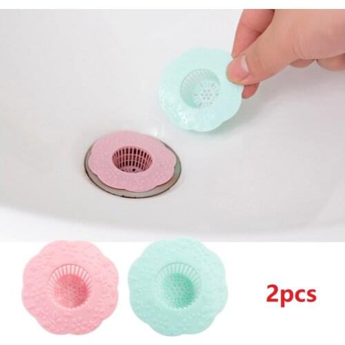 2pcs Sink Sewer Filter TPR Floor Drain Strainer Water Hair Stopper Bath Catcher Shower Cover Kitchen Bathroom Anti Clogging