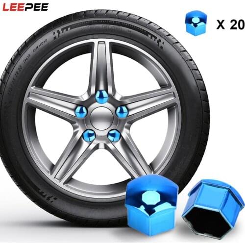 20 Pieces Car Wheel Nut Caps Anti-Rust Car Tyre Nut Bolt Protection Covers Caps 17mm Auto Hub Screw Cover Exterior Decoration