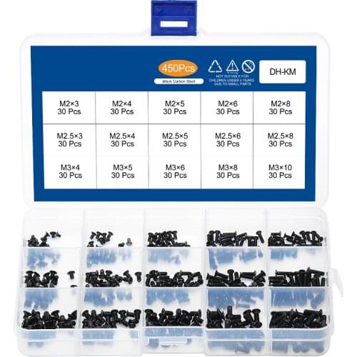 450/650/720 Pcs Flat Head Machine Screws M1.4 M1.7 M2 M2.5 M3 Countersunk Screw Laptop Notebook Screws Kit Set