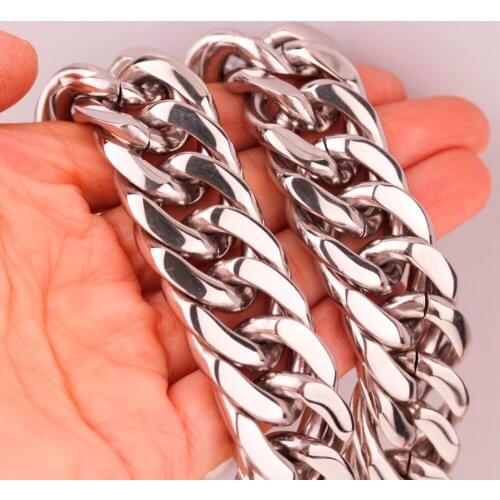 8-40" 18mm Huge Mens Boys Jewelry 316L Stainless Steel Silver color Curb Cuban Chain Tone Mens Necklace Hot