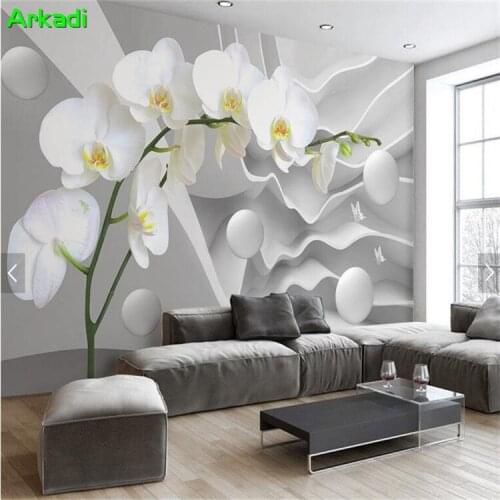 Abstract Photo 3d Layered Space Phalaenopsis TV Background Wall Decoration Painting Living Room Bedroom Wallpaper Mural