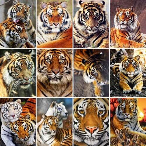 5D DIY Diamond Painting Animals Tiger Cross Stitch Kit Full Drill Square Embroidery Mosaic Art Picture of Rhinestones Home Decor