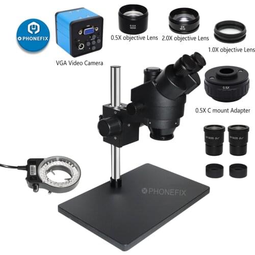 3.5X 90X Simul Focal Big Table Stand Trinocular Stereo Microscope + 1080P 38MP HDMI USB Video Camera For Phone PCB Soldering