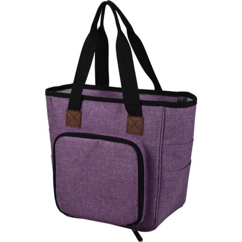 Large Knitting Tote Bag, Yarn Storage Bag for Carrying Projects, Knitting Needles, Crochet Hooks and Other Accessories, Purple