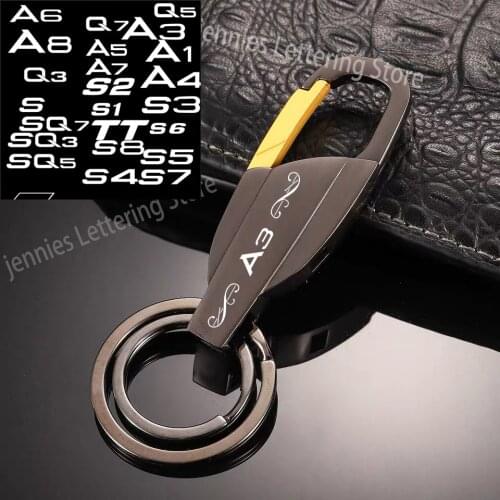 For Audi Sline Quatttro A1 A3 A4 A5 A6 A7 A8 Q3 Q5 Q7 SQ7 S1 S2 S3 S4 S6 S8 Alloy Keyring with LOGO Keychain for car keys