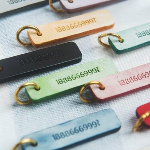 Anti-lost Keychain Wax Leather Car Key Holders Bags Ornament Personalized Customized Name Number Gift for Men Women Key Chain