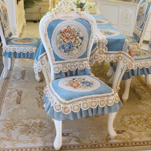 Home Dining Room Chair Cover European Luxury Jacquard Fabric Case For Chair Decoration Chair Cushion Lace Tassels Seat Cover