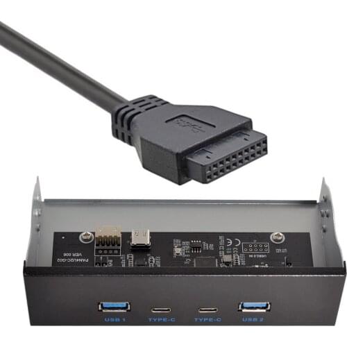 Chenyang USB-C & USB 3.0 HUB 4 Ports Front Panel to Motherboard 20Pin Connector Cable for 5.25" CD-ROM Bay