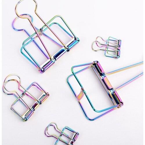 Colorful Hollow Long Tail Cross Border 19mm/32mm/51mm Plating Rainbow Dovetail Metal Paper Clip
