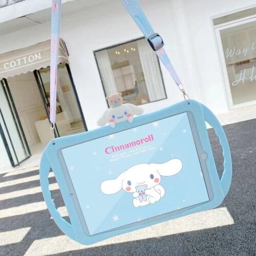 Kids Soft Cartoon Tablet Cover For Ipad 5 6 Air 2 1 IPad 10.2 Pro 10.5 11 Inch IPad Mini Case abay Silicon Shell Funda + Straps