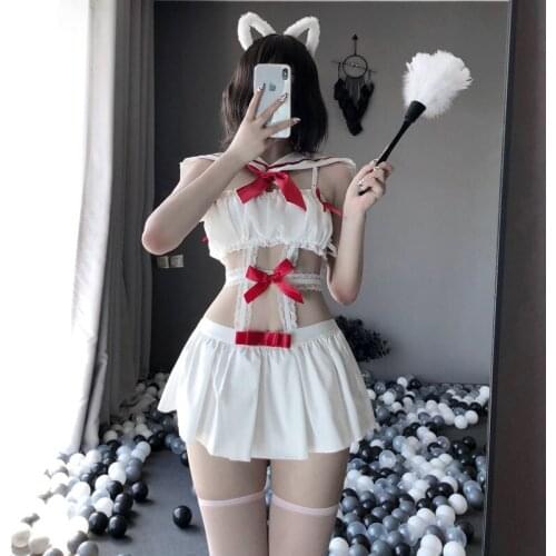 Sexy Sailor Moon Student Cosplay Uniform Kawaii Anime School Girl White Chiffon Lingerie For Women Erotic Japan Lolita Outfit