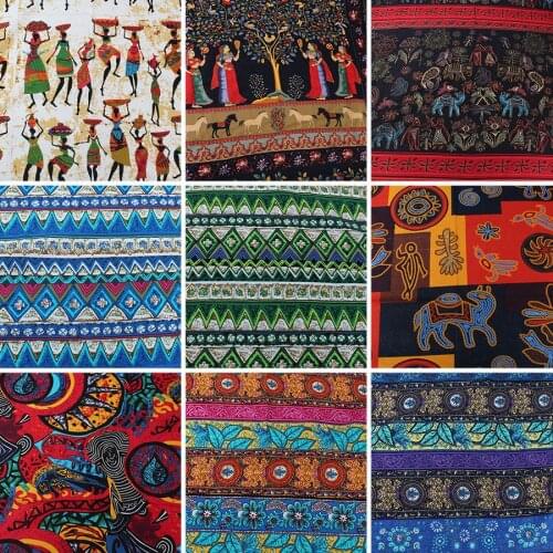 Ethnic Bohemia Maya Women Cotton Linen Fabric Patchwork DIY Sewing Crafts Home Decor 57" Wide By Yard (91.5cm)
