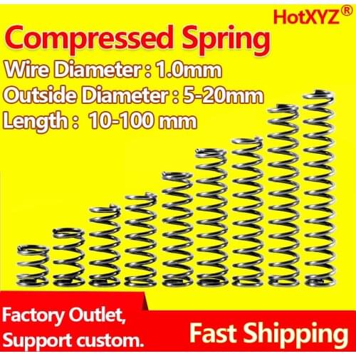 HotXYZ Y Type Compression Spring Cylidrical Coil Rotor Return Pressure Compressed Spring Steel 65Mn Wire Diameter 1.0mm