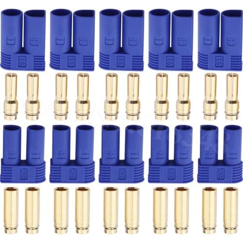 100 Set EC5 Connectors Banana Plug Female Male 5mm 5.0mm Gold Bullet For ESC LIPO Battery Device Electric Motor Cable Wire