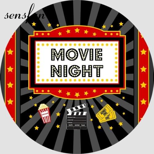 Circle Round Backdrop Movie Night Party Backgrounds For Photography White Red Yellow Birthday Photocall Custom Plinth Covers