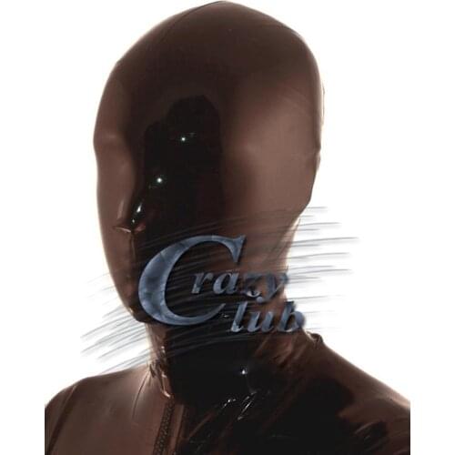Crazy club_Customized Latex Masked Rubber Hood Mask Fetish black with nostrils open back zip Sale Free Shipping Fast Delivery