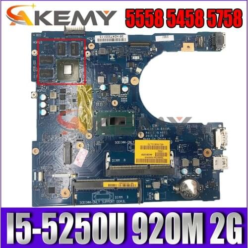 Akemy I5-5250U 920M 2G For DELL inspiron 5558 5458 5758 Motherboard LA-B843P CN-0H3T7K H3T7K Mainboard 100%Tested