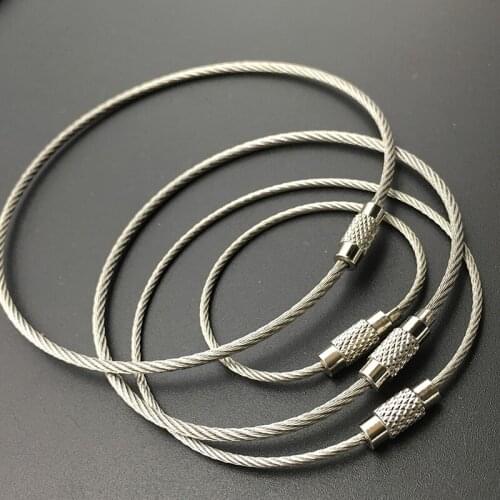 Multifunctional Stainless Steel Wire Rope Hoop Buckle Keychain Key 50pc/lot