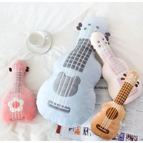 Ukulele Guitar Pillow Stuffed Plush Musical Instrument Toy Birthday Gift for Kids Present for Boy Music Club Gift Cushion