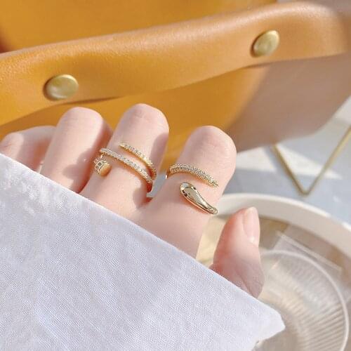 2021 New Fashion Brand Jewelry Crystal Snake Adjustable Rings for Women Delicate Gift Engagement Rings